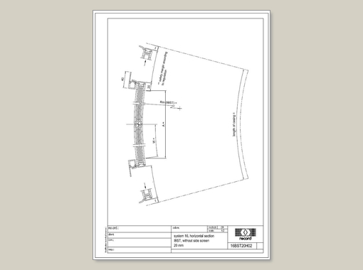 CURVED Convex - horizontal section profile 20 - no side screen