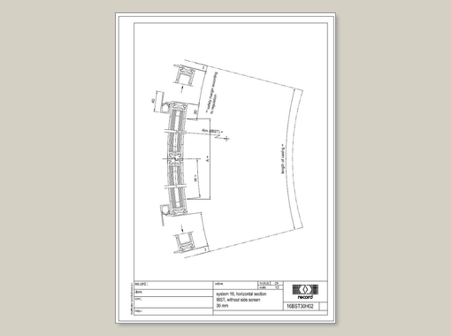 CURVED Convex - horizontal section profile 30 - no side screen