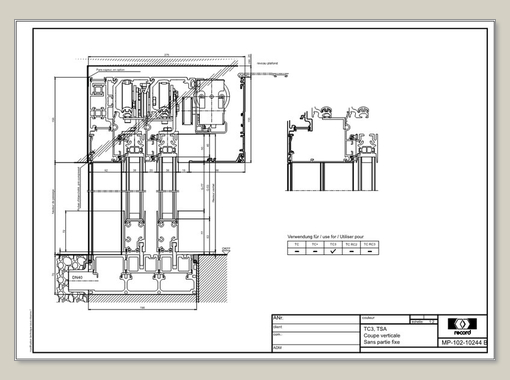 THERMCORD3, TSA, Coupe verticale Sans partie fixe