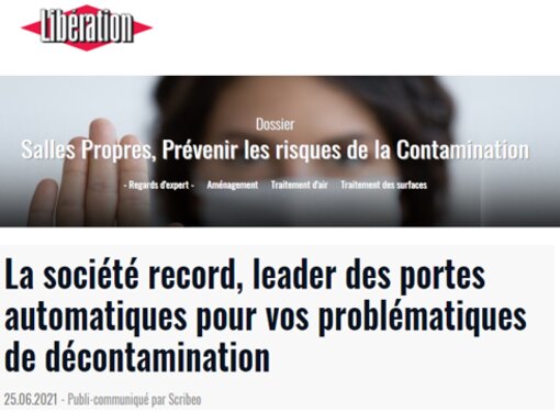 28/06/2021 La société record, leader des portes automatiques pour vos problématiques de décontamination